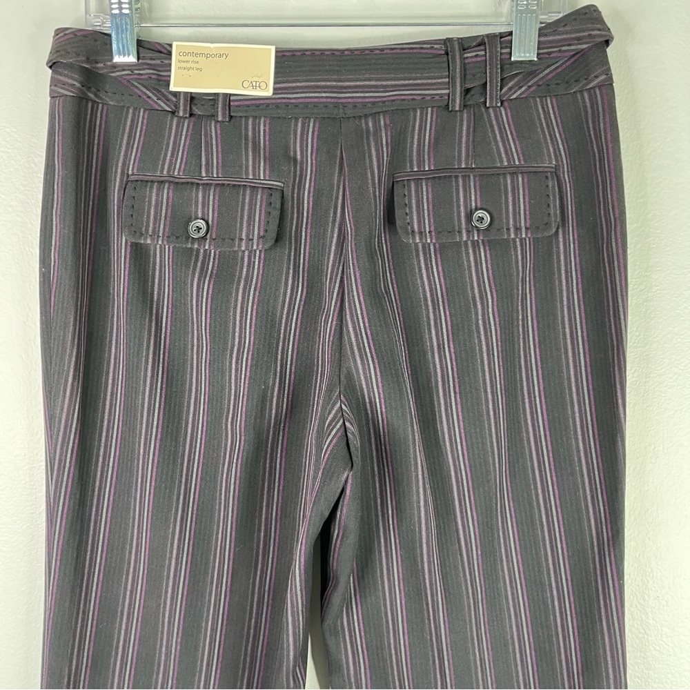 Cato Pants Women’s 8 Purple Black Stripe Contemporary Lower Rise Straight Leg - Picture 8 of 13